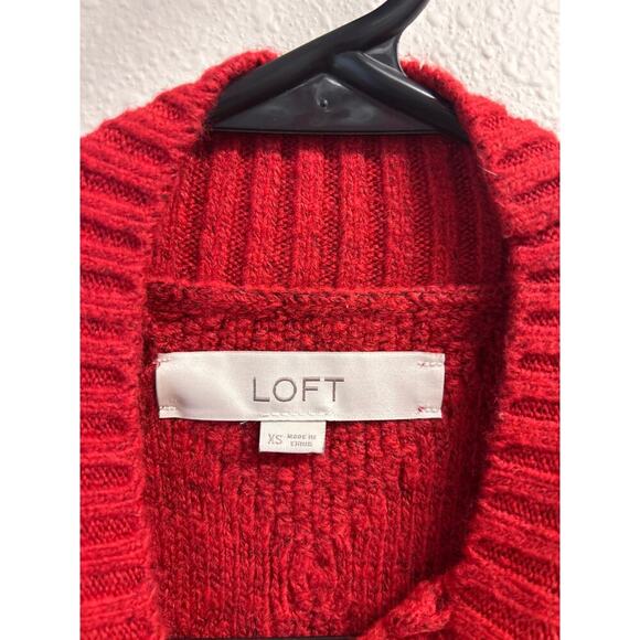 LOFT Red Women’s Sweater Knit Ribbed Dress Size XS - Picture 6 of 10
